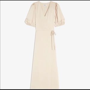 Brand new never worn express Satin Puff Sleeve Belted Wrap Maxi Dress